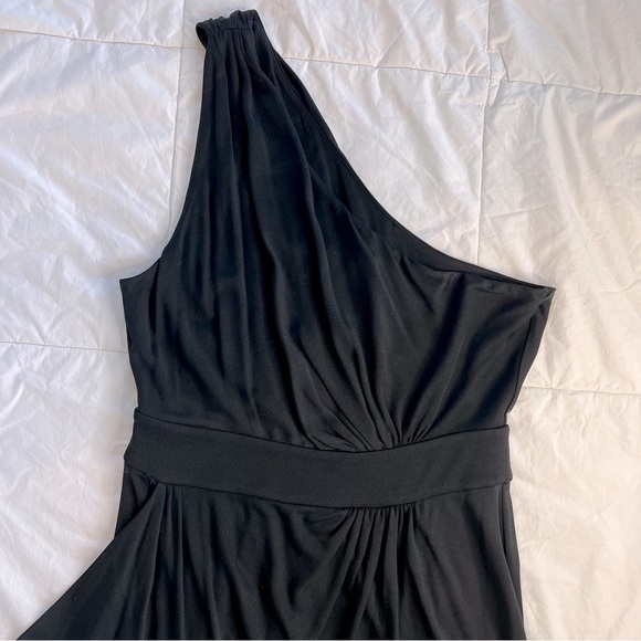 Diane Von Furstenberg | Black One-Shoulder Dress in Drapey Fabric | Size Small - Picture 2 of 10